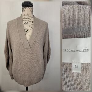 Brochu Walker Malia Pullover Sweater M Wool Cashmere Grey Otter Melange FVA3925